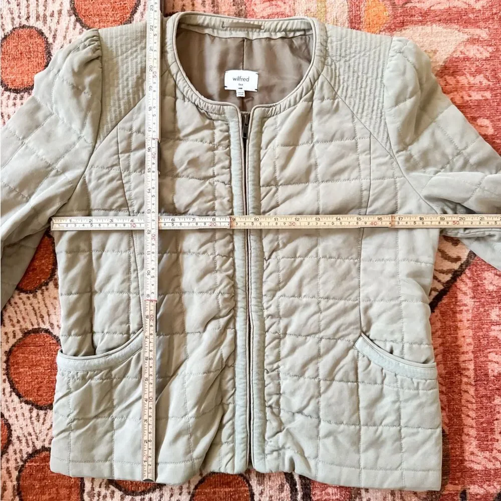 Wilfred Aritzia Quilted Zip Jacket Women’s 10 Olive Green Lightweight Coat